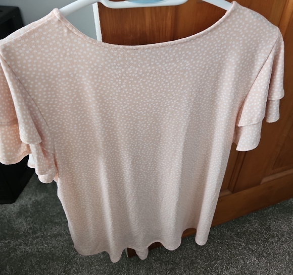 Adrianna Papell Pale Pink Tie-Front Ruffle Sleeve Blouse - Picture 3 of 5
